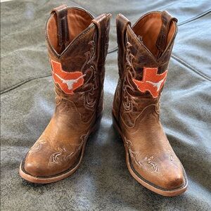 Vaccari University Amelia Brown Kids Cowboy Boots - Texas Longhorns
